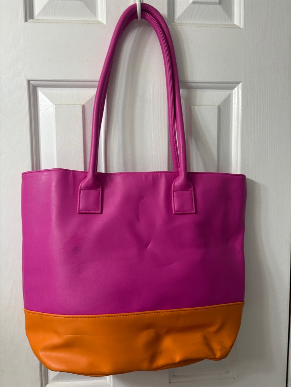 Two-Tone Pink and Orange Tote Bag